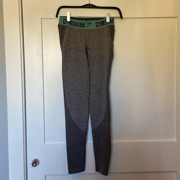 Gymshark Flex Leggings, Grey with Teal band - Size S - Picture 1 of 3